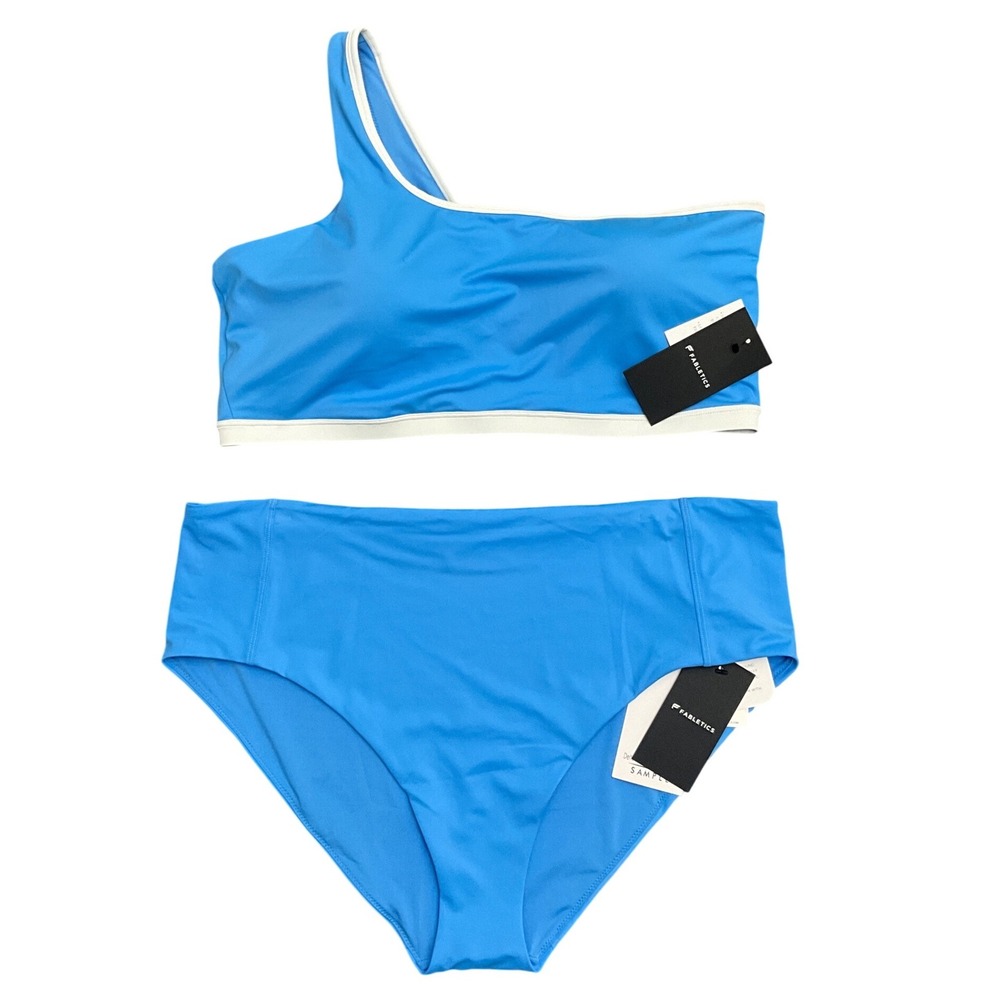 Fabletics One Shoulder Bikini‎ Set Blue Removable Pads Two Piece Swimwear 2X NW